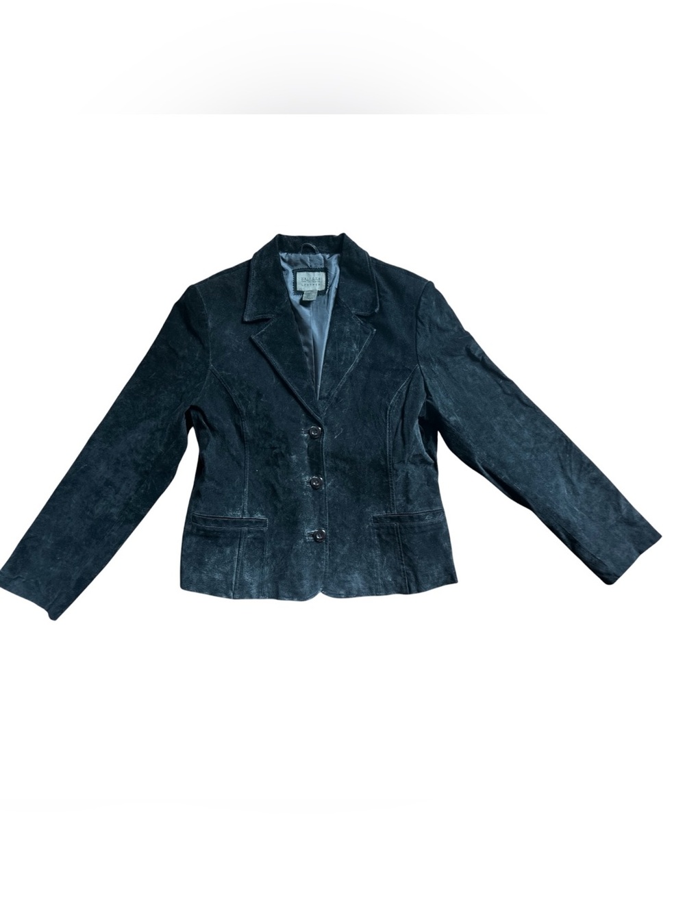 VTG Uniform John Paul Richard Leather Womens Black Blazer Lined Jacket Pockets L